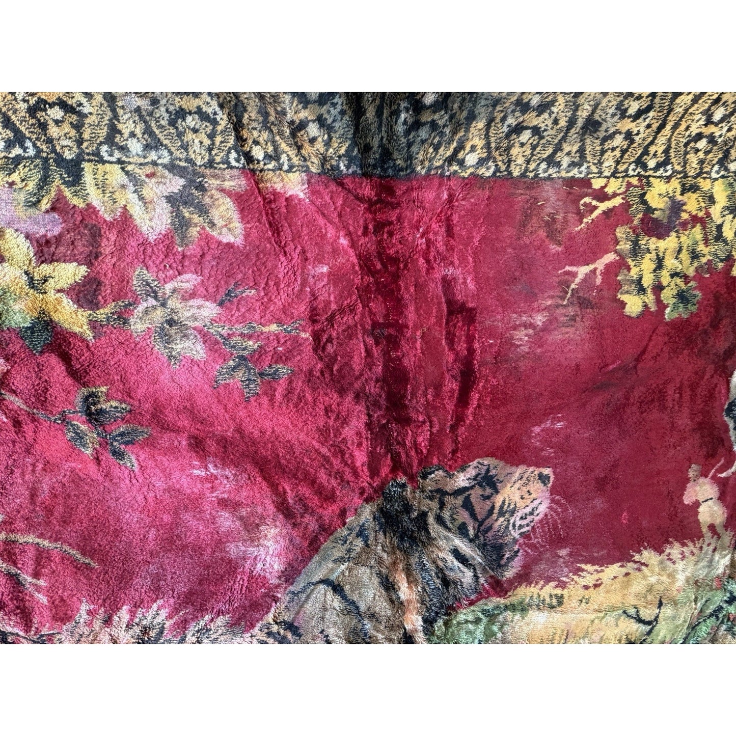 VINTAGE *PRISTINE* 1960's Tigers Velvet Tapestry