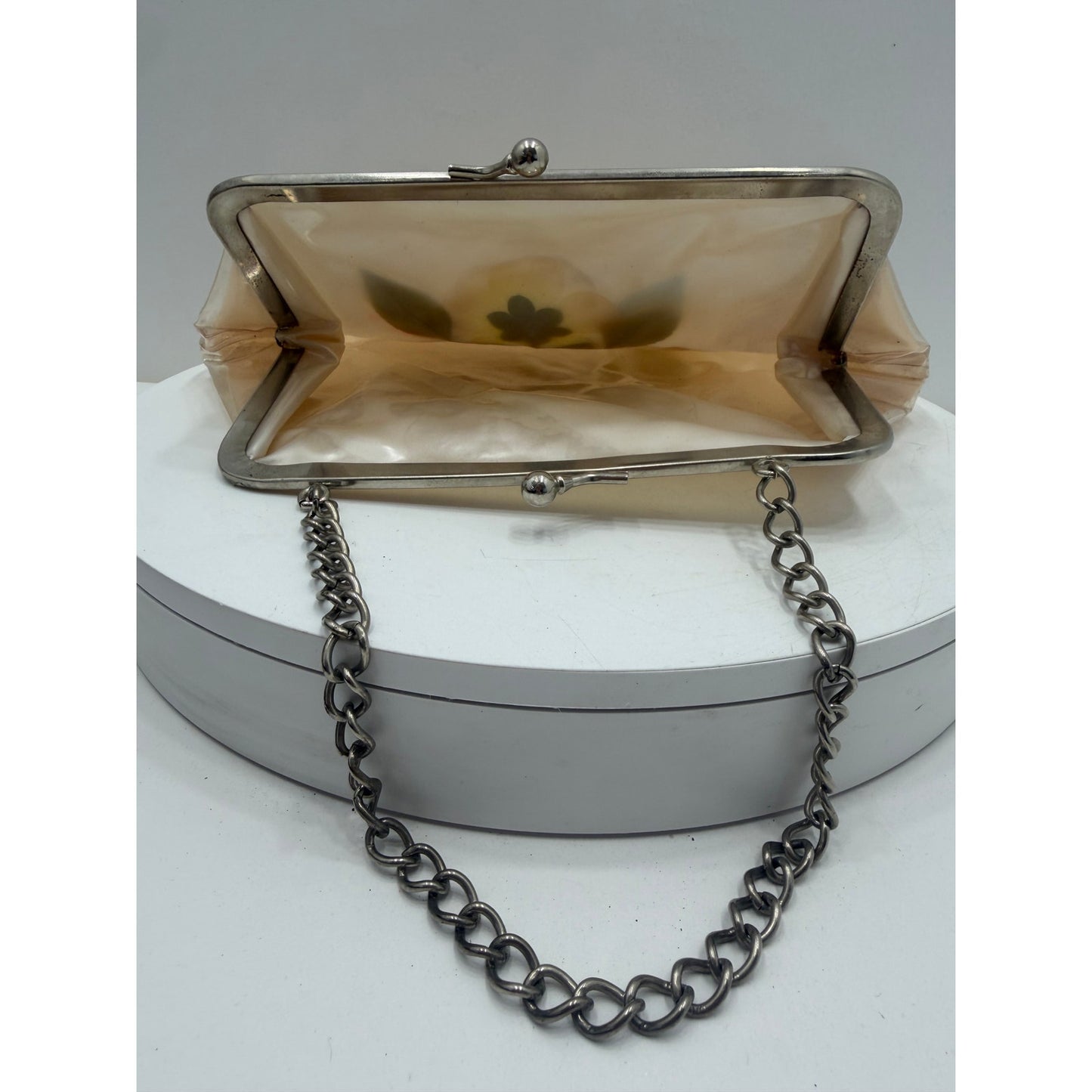 VINTAGE *NEW* 1950's Clear Vinyl Floral Handbag with Original Packing