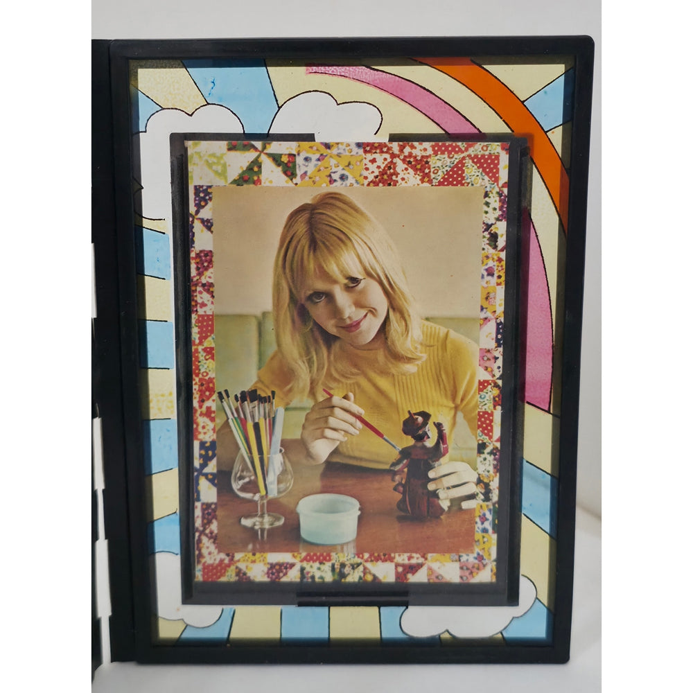 VINTAGE *NEW* 1960's Stained Glass Rememberance Folding Picture Frame C