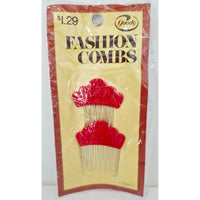 VINTAGE *NEW* 1975 Goody #7050/1 Fashion Combs Scalloped Red USA
