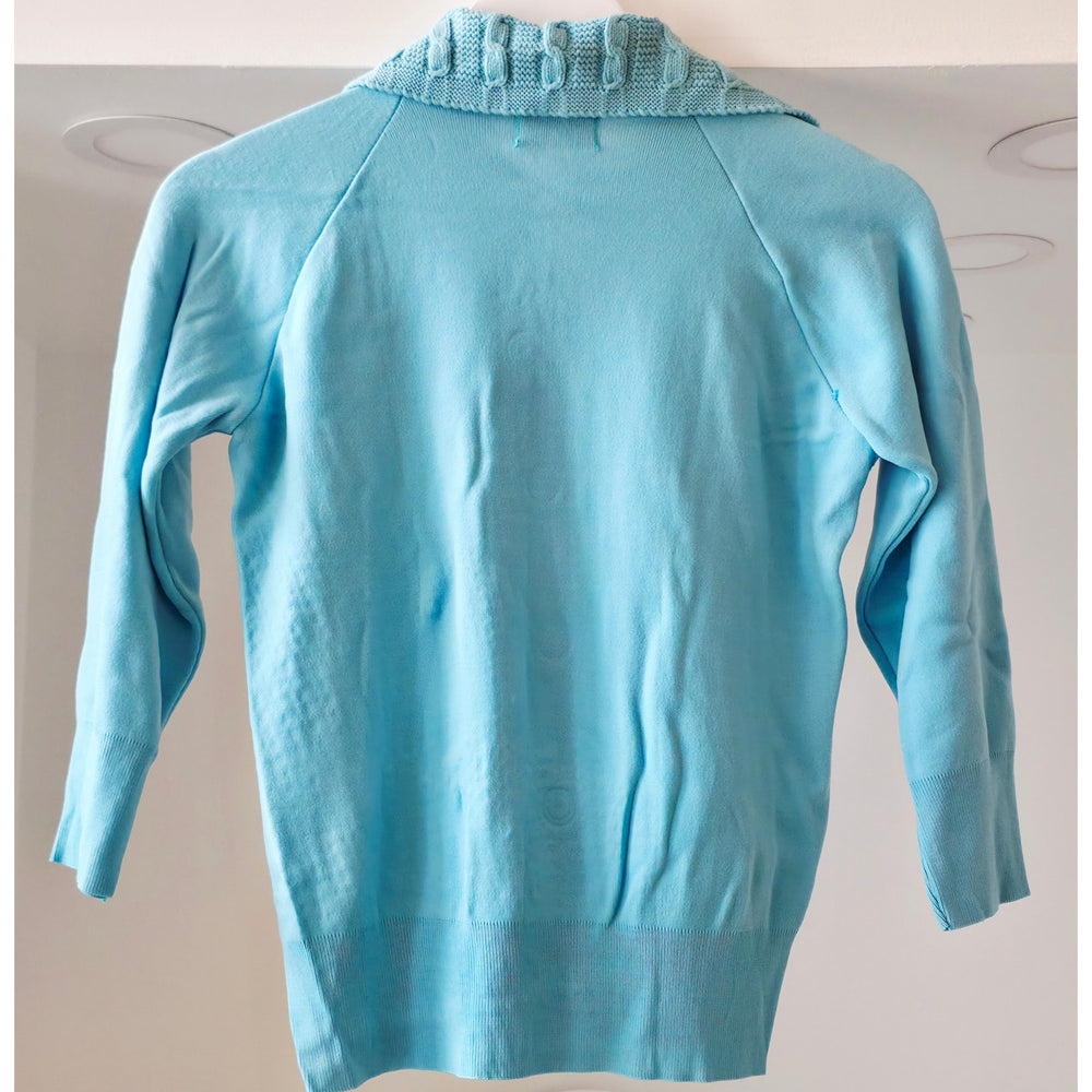 VINTAGE *NEW* 1960's Light Blue Collared Sweater with Buttons 100% Nylon Size 38
