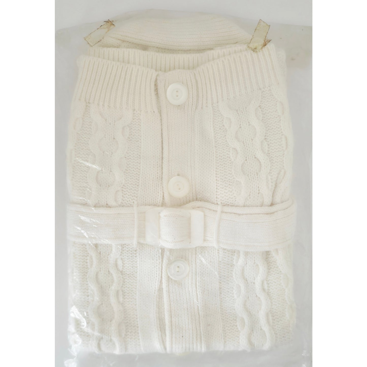 VINTAGE *NEW* 1970's Cream Women's Sweater Vest with Belt 100% Acrylic Size 36
