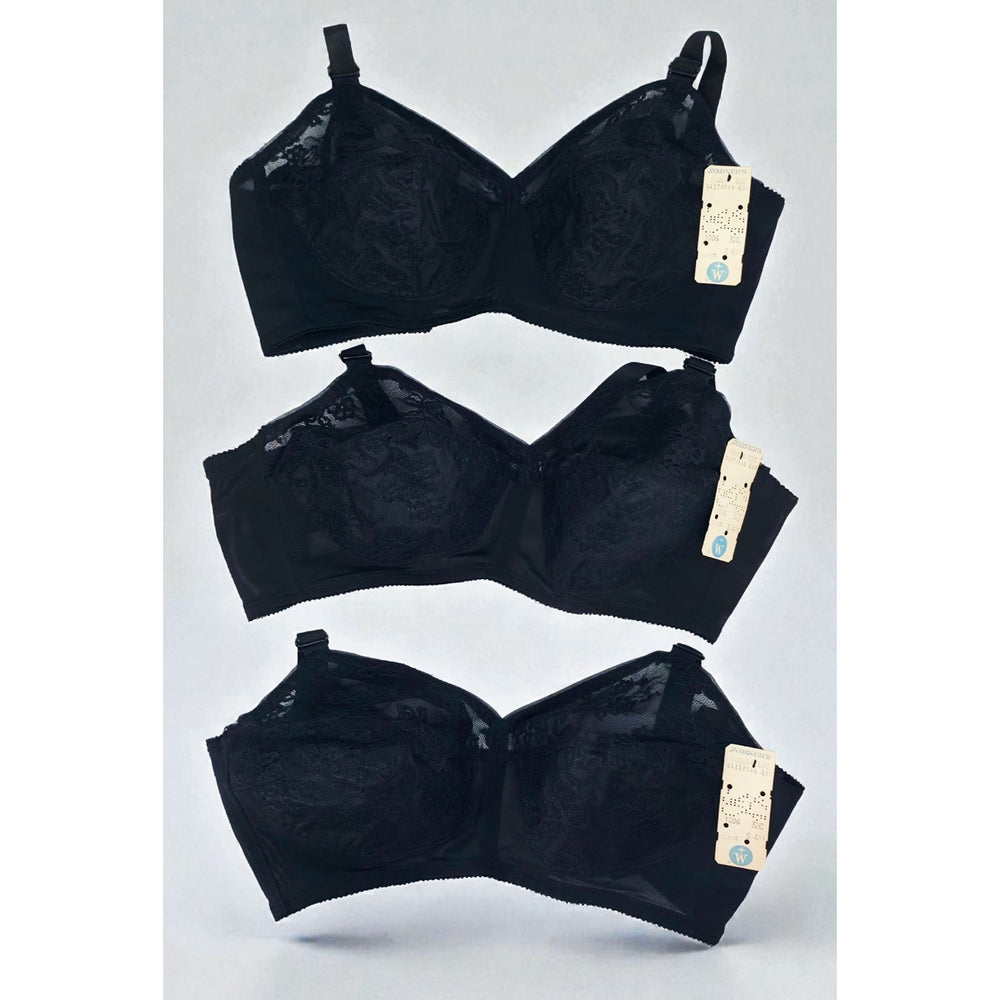 VINTAGE *NEW* 1960's Warner's Women's Black Lace Bullet Bra Size 32C Lot of 3