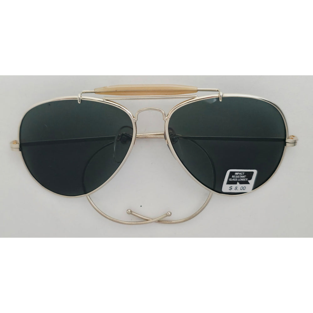 VINTAGE *NEW* 1970's Ray Max Gold Frame with Gray Lens Aviator Sunglasses