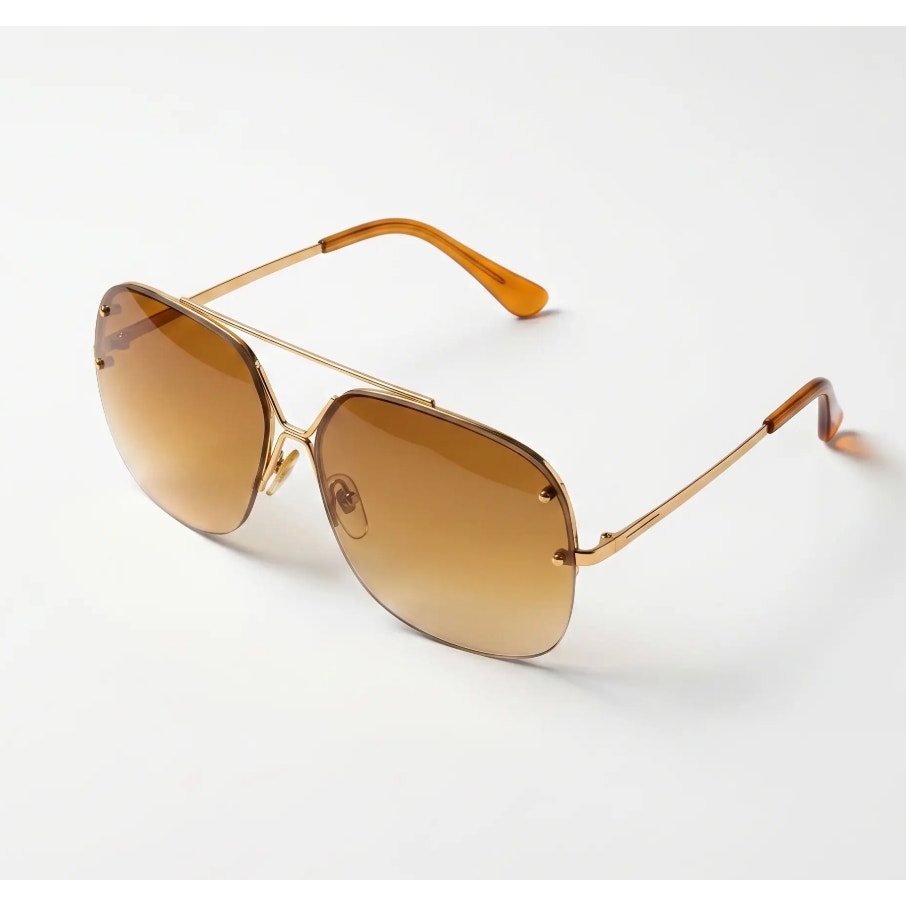 VINTAGE *NEW* 1970's Glam Unisex Sunglasses Gold Frame with Smoke Brown Lens