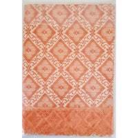 VINTAGE *NEW* Diamond Lace Square 52"X70"" Flannel Back Tablecloth USA - Orange