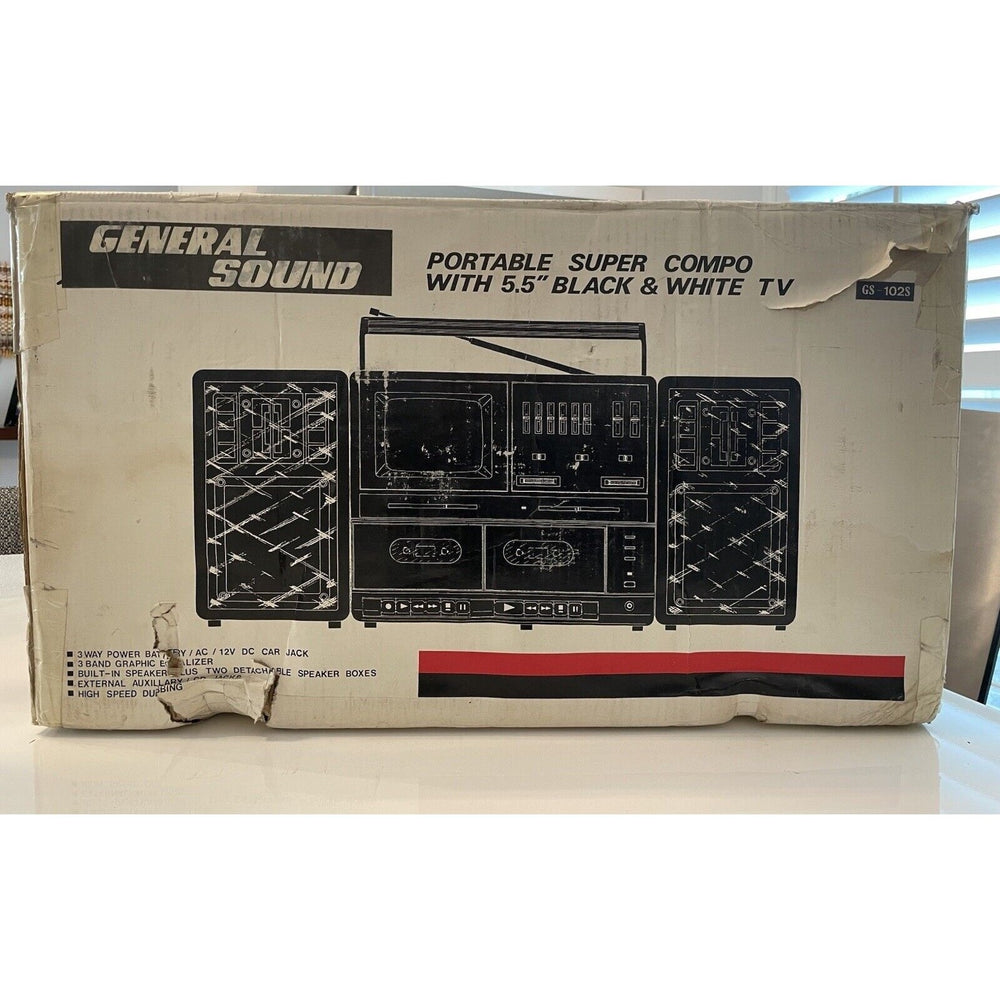 VINTAGE *NEW* 1980's General Sound GS-102S Portable Boombox w/TV