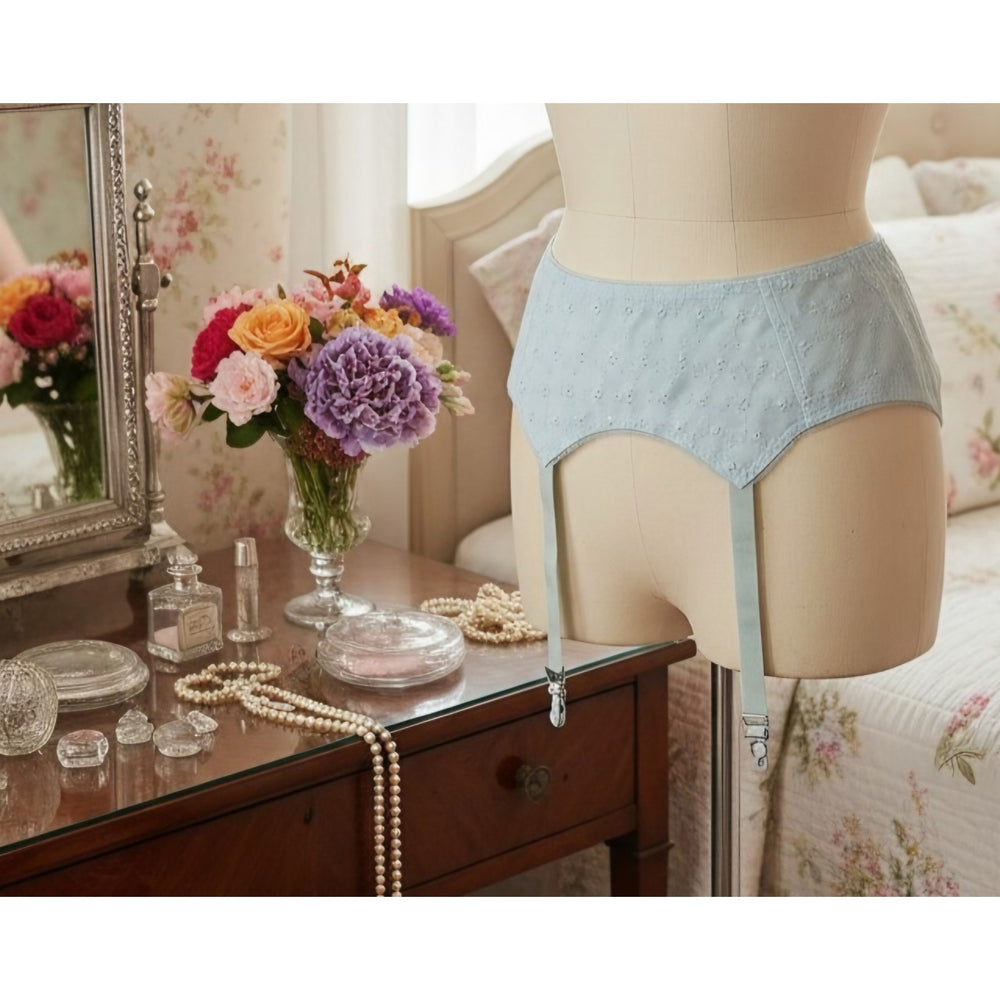 VINTAGE *NEW* 1960's Women's Light Blue Garter w/Flowers Size M Lot of 3