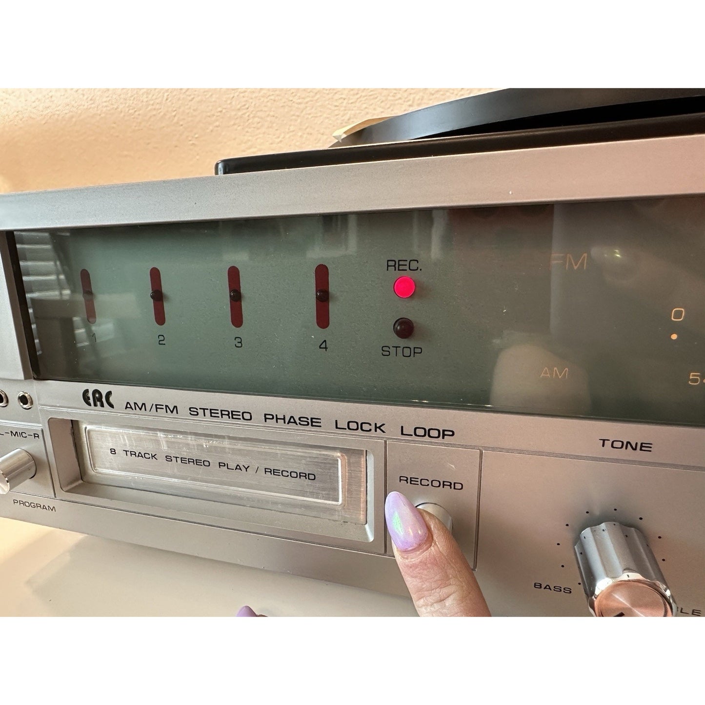 VINTAGE *NEW* 1970's ERC 8235 AM/FM 8-Track Record Player System with Speakers