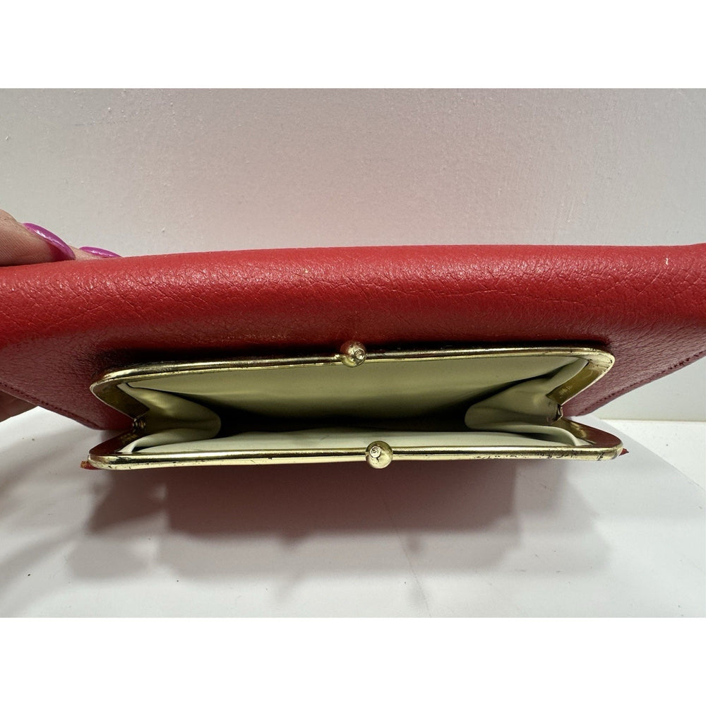 VINTAGE *NEW* 1970's Red Leather - Check, Change, Credit Card, ID Wallet