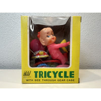 VINTAGE *NEW* 1960's Girl Trycicle Wind-up Toy w/Balloon