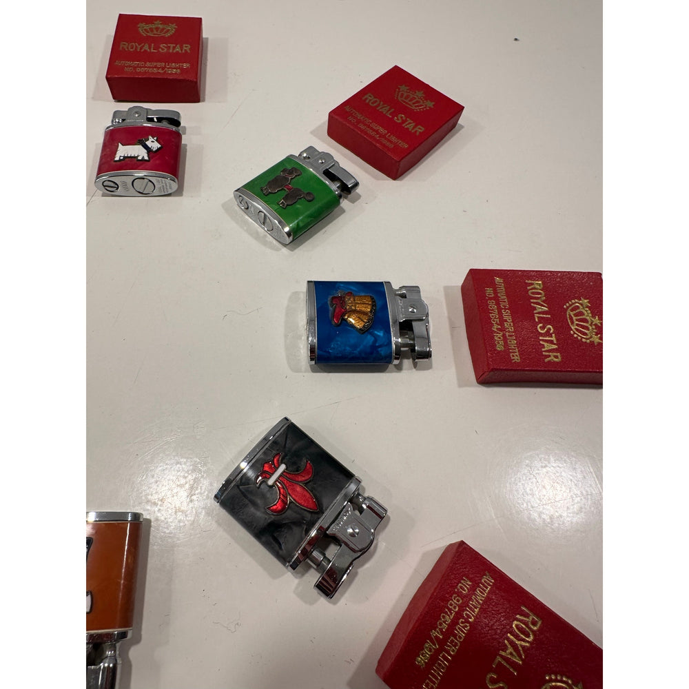 VINTAGE *NEW* 1956 ROYAL STAR Lighter Collection Set of 8