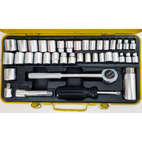 VINTAGE *NEW* 1970's 40 Piece Metric and Inch Rachet Socket Set Triple Chrome
