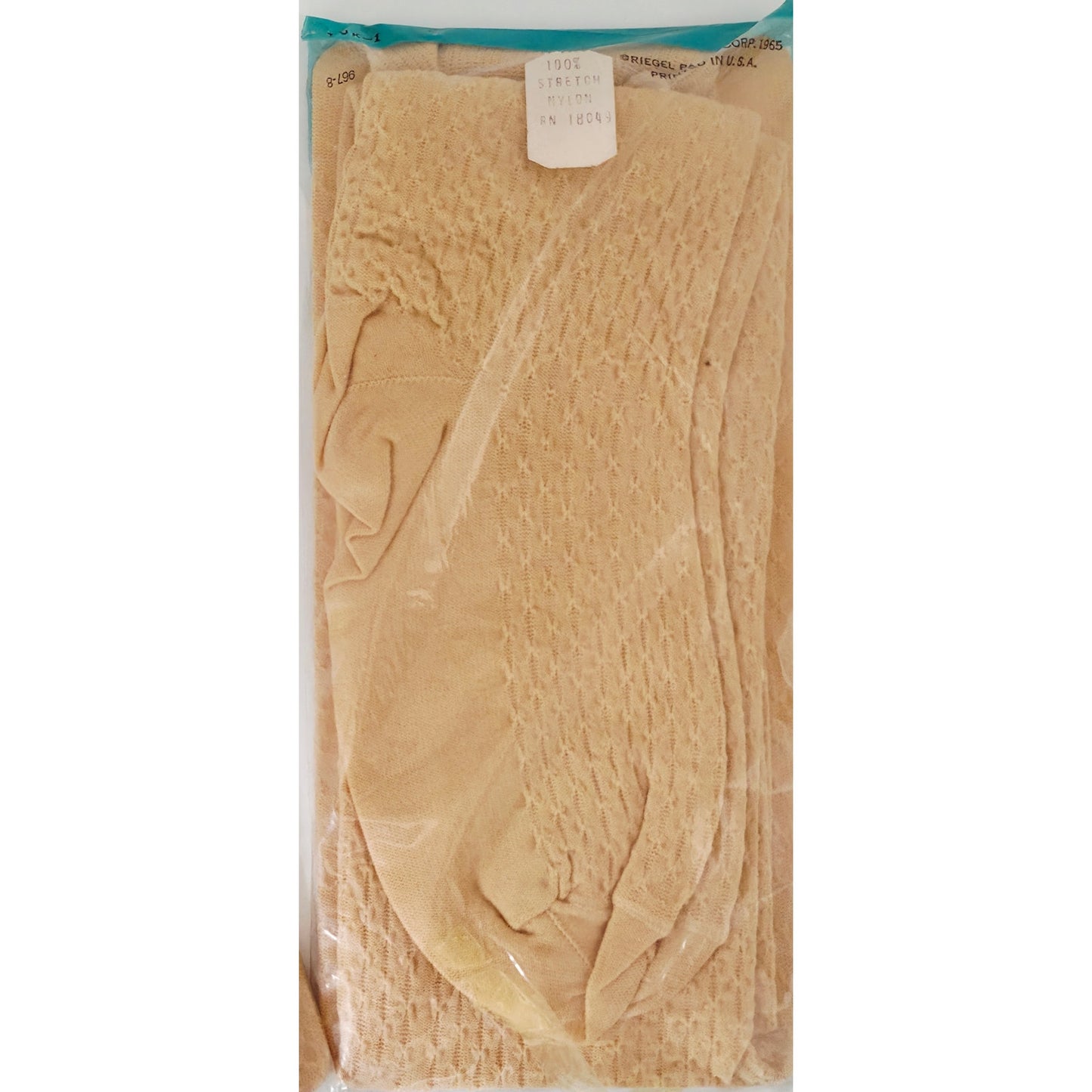 VINTAGE *NEW* 1960's French Lace Over Knee Stretch Hosiery Beige Size 9-11