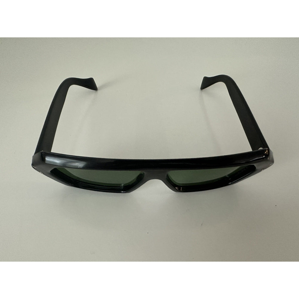 VINTAGE *NEW* 1970's Glam Unisex Sunglasses Black Hex Frame MINT