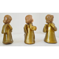 VINTAGE *NEW* 1960's Commadore Happy Time Set of 3 Gold Singing Angel Figurines