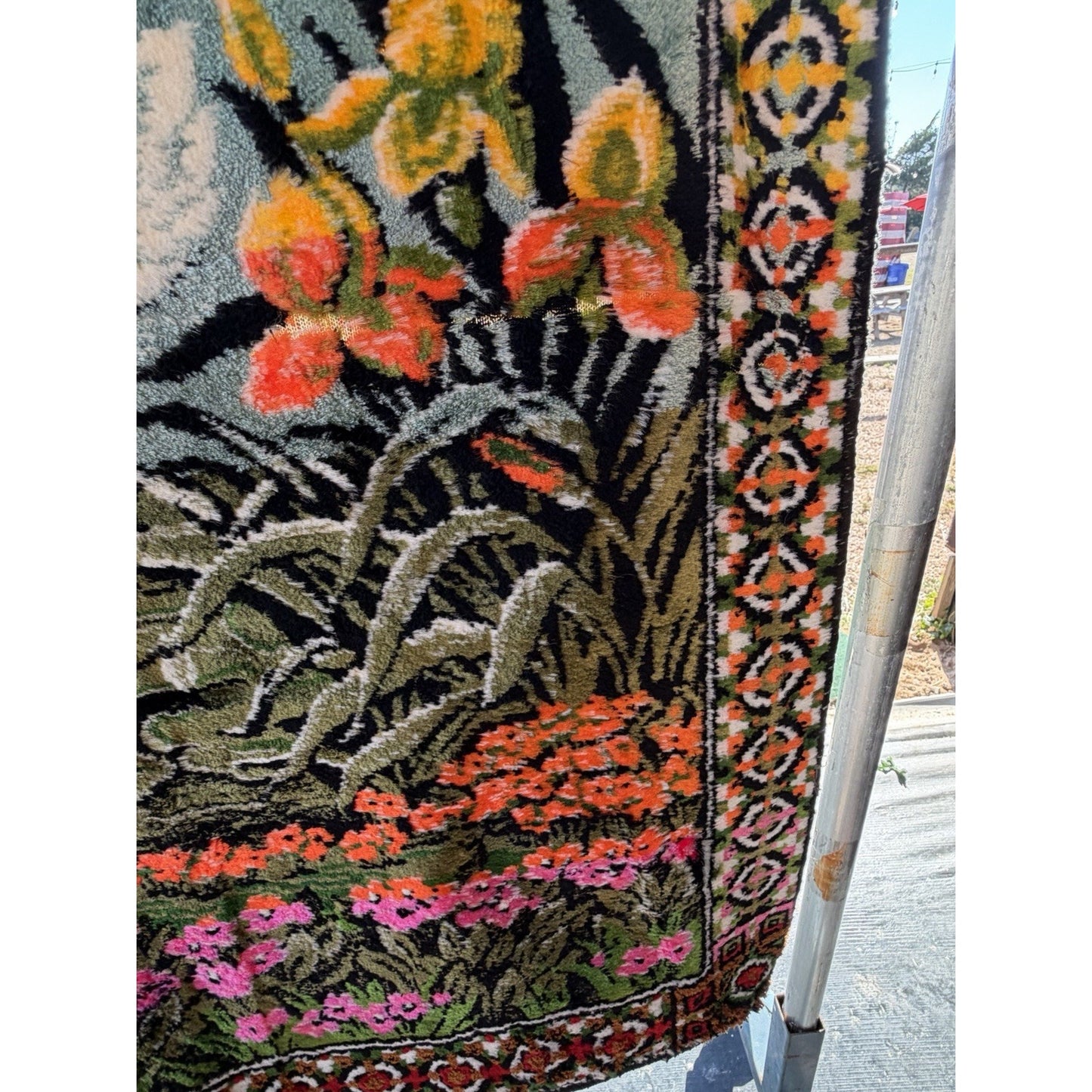 VINTAGE *PRISTINE* 1960's Peacock Lebanese Velvet Tapestry