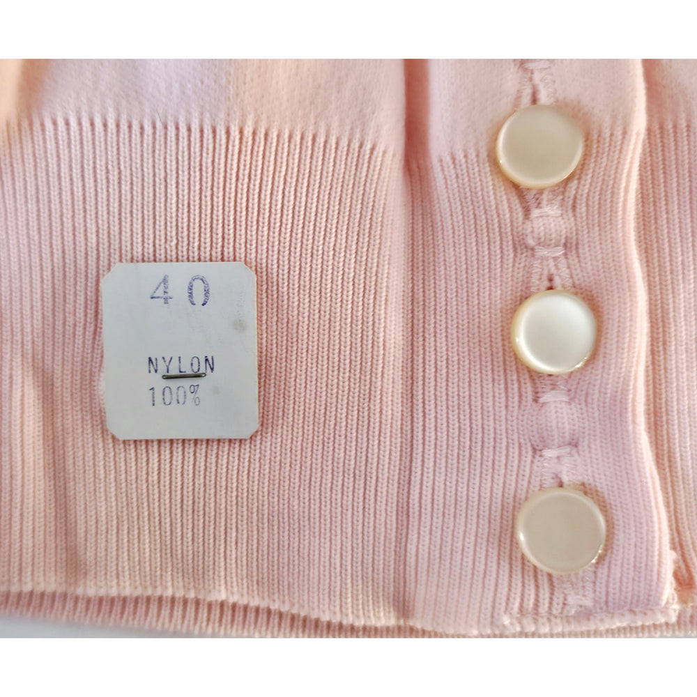 VINTAGE *NEW* 1960's Women's Light Pink Sweater w/Collar 100% Nylon Size 40