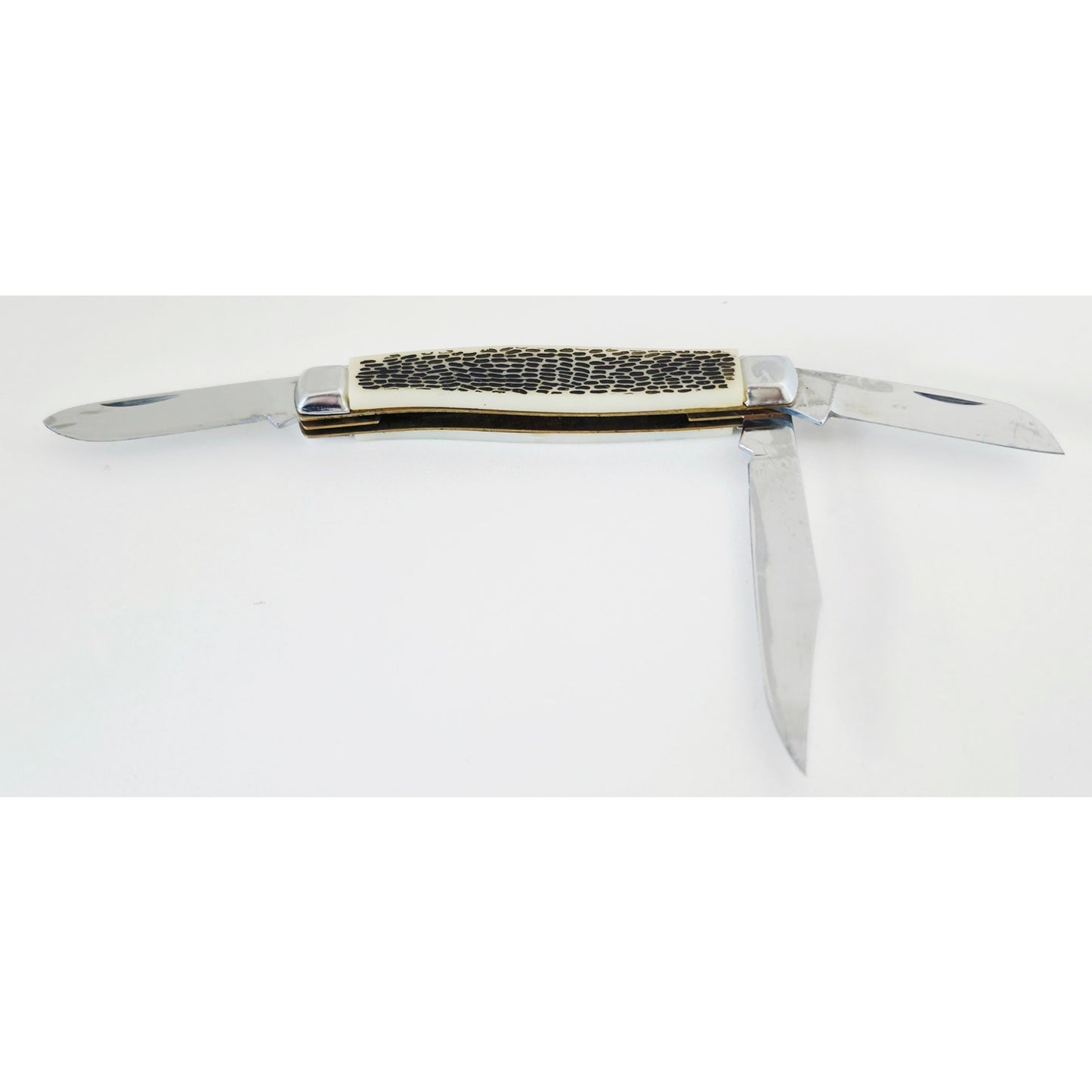 VINTAGE *NEW* 1970's Bone/Silver Handle Pocket 2-Blade Pocket Knife