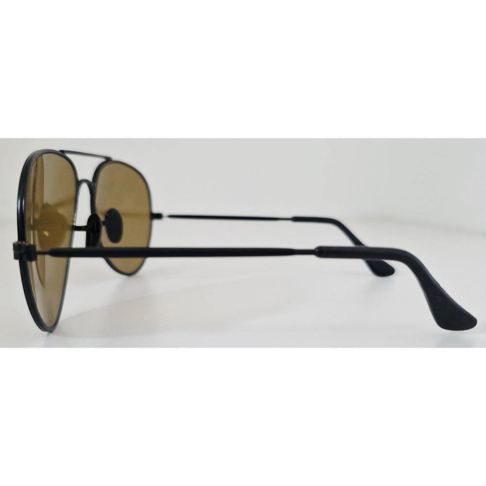 VINTAGE *NEW* 1970's Black Frame with Brown Tinted Lens Aviator Sunglasses