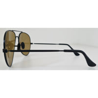 VINTAGE *NEW* 1970's Black Frame with Brown Tinted Lens Aviator Sunglasses