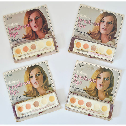VINTAGE *NEW* 1970's Nu-Masca Brush-On Lips 5 Shades w/Applicator #400 Set of 4