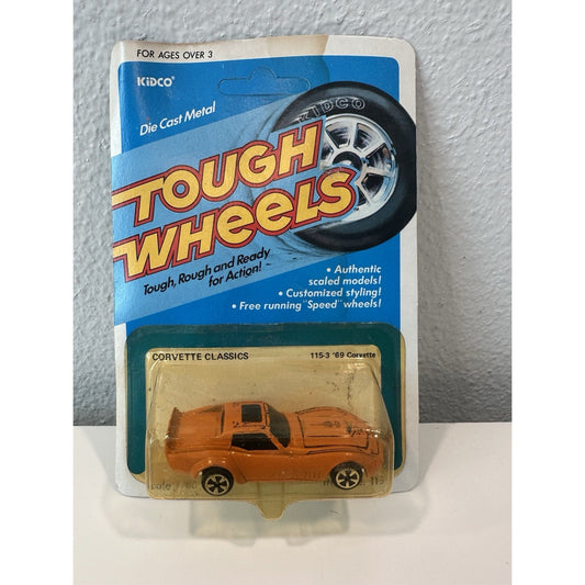 VINTAGE *NEW* 1969 Kidco Tough Wheels Orange Corvette Classic Car 1:60 Die Cast