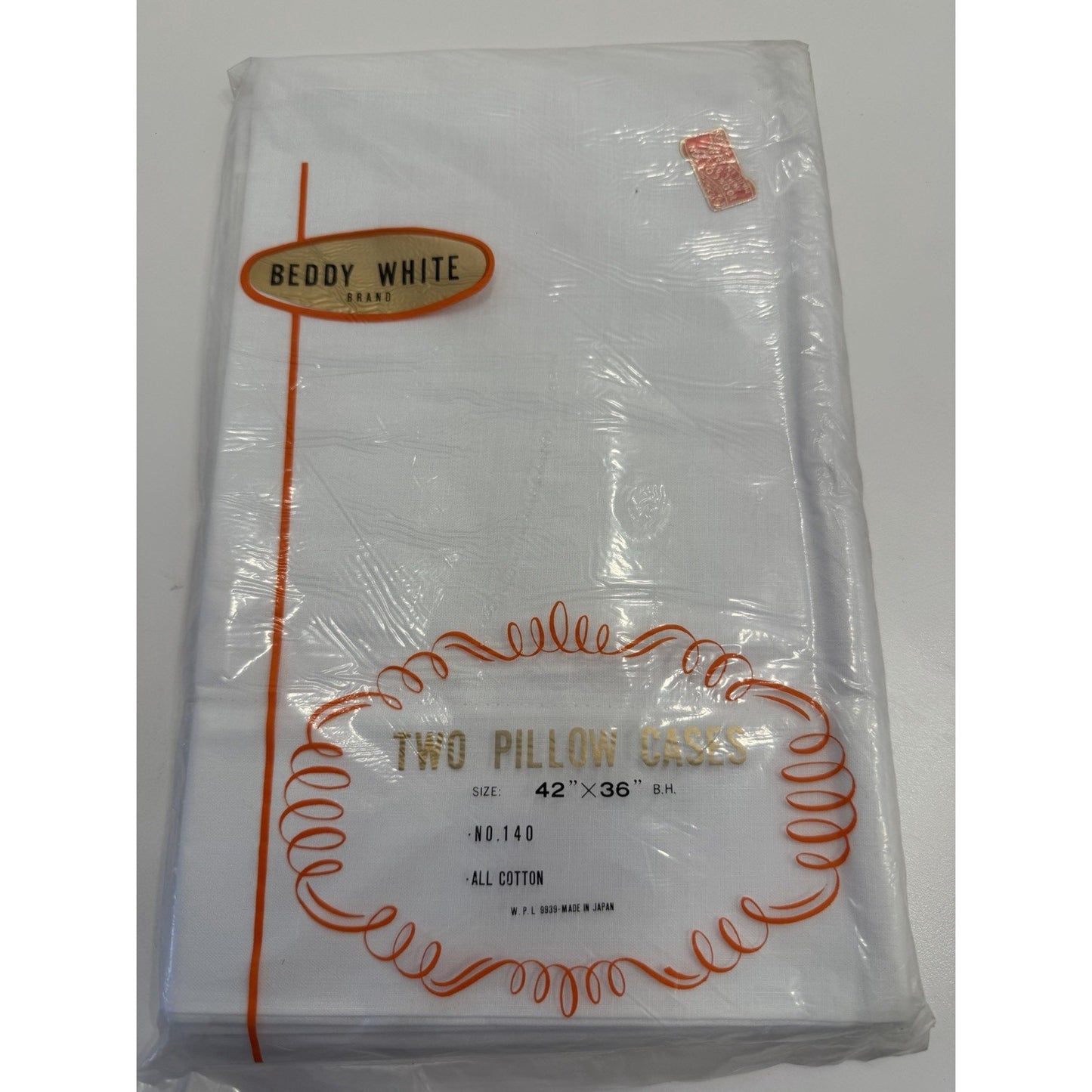 VINTAGE *NEW* 1960's Beddy White Brand Set of 2 - 42" X 36" Pillow Cases