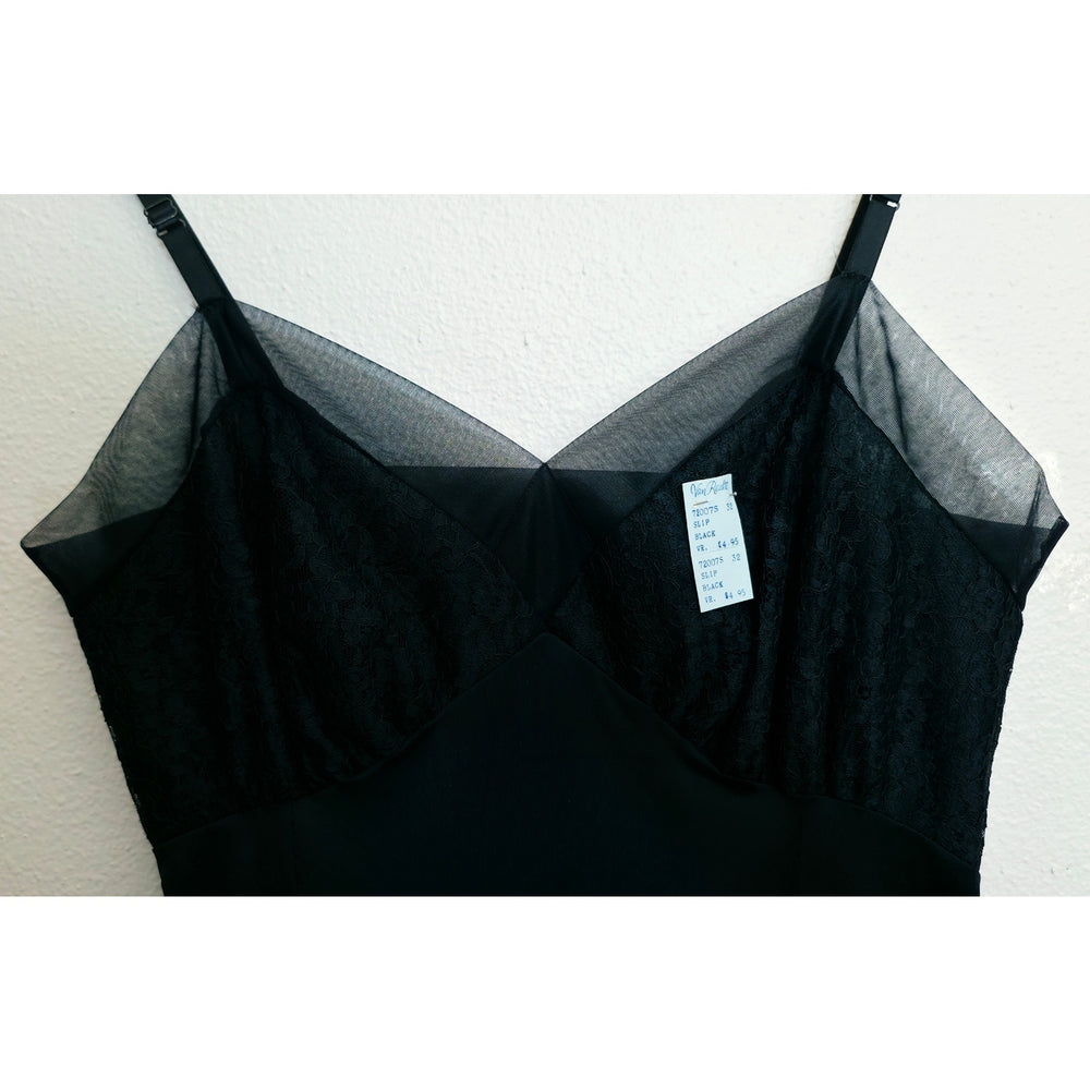 VINTAGE *NEW* 1960's Van Raalte Women's Black with Lace Trim Slip Dress Size 38