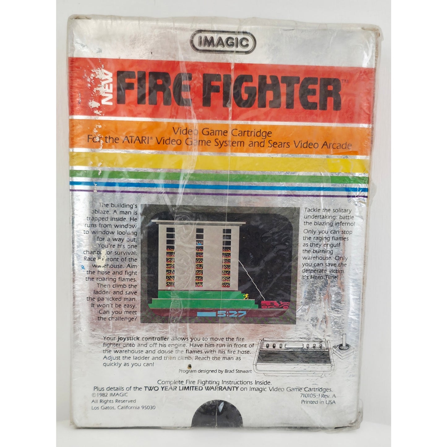 Atari 1982 FIRE FIGHTER Game NOS  Shrink Wrapped Crushed Box Unsold Dealer Stock