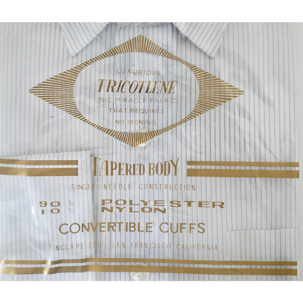 VINTAGE *NEW* 1960's Men's Sinclare White Striped Shirt 100% Nylon Size 15-32