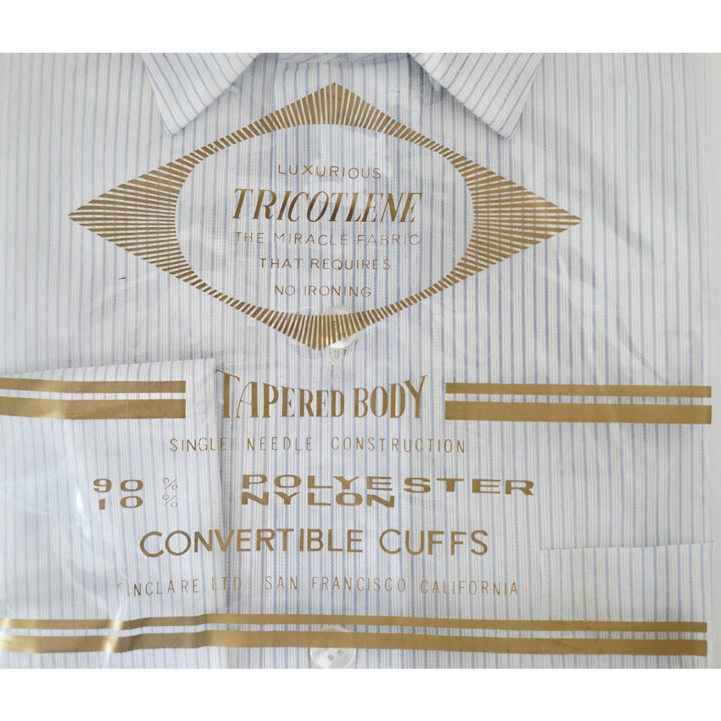 VINTAGE *NEW* 1960's Men's Sinclare White Striped Shirt 100% Nylon Size 15-32