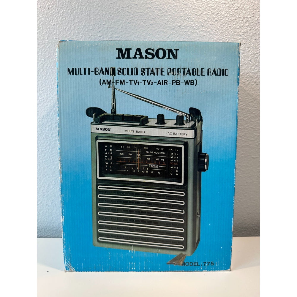 VINTAGE *NEW* 1970's Mason Multi-Band AM-FM-TV-Air-PB-Weather Solid State Radio