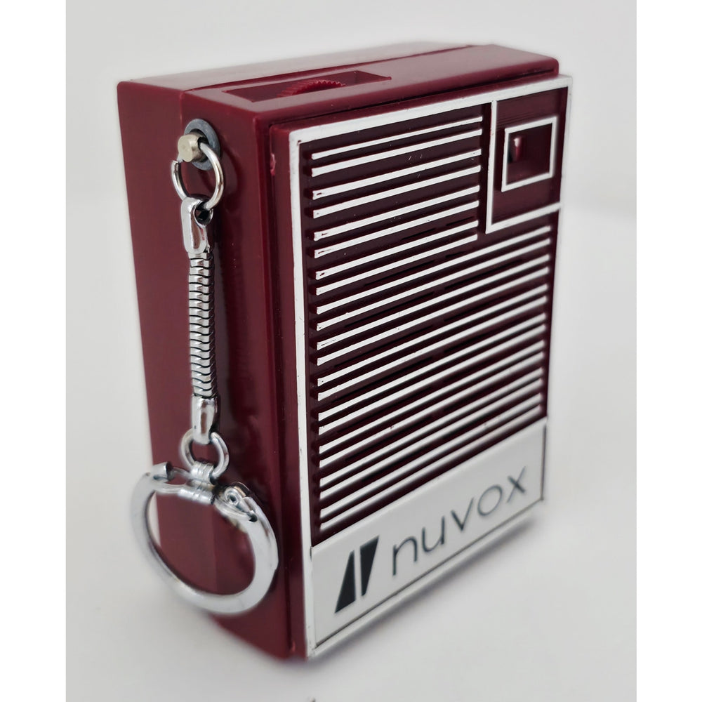 VINTAGE *NEW* 1960's Nuvox NV-80 Red & Silver AM Pocket Radio with Keychain