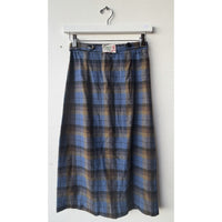 VINTAGE *NEW* 1960's Italian Plaid Mid-length Backslit Skirt Size