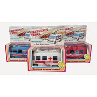 VINTAGE *NEW* 1960's Emergency Trucks Mercedes Van w/Real Siren Sound Set of 3