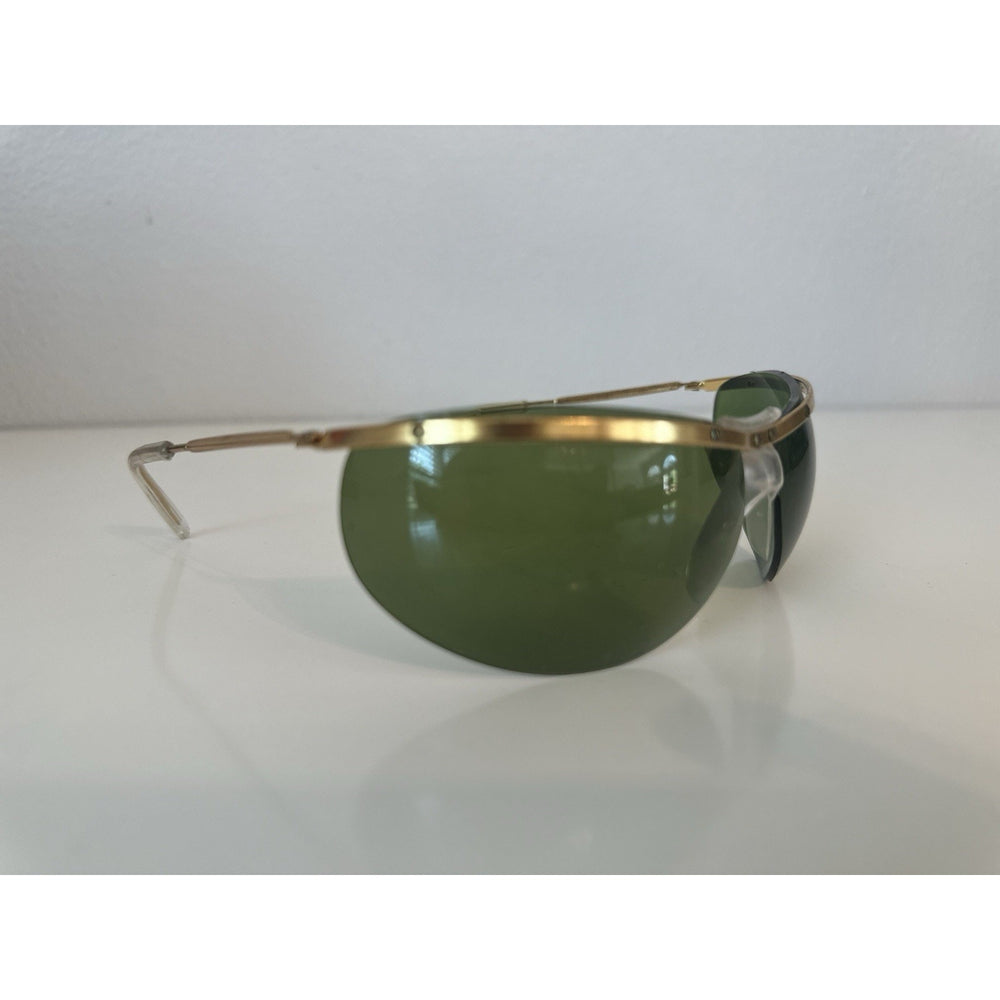 VINTAGE *NEW* 1970's Gold-Rim Green Lens with Clear Bridge Sunglasses