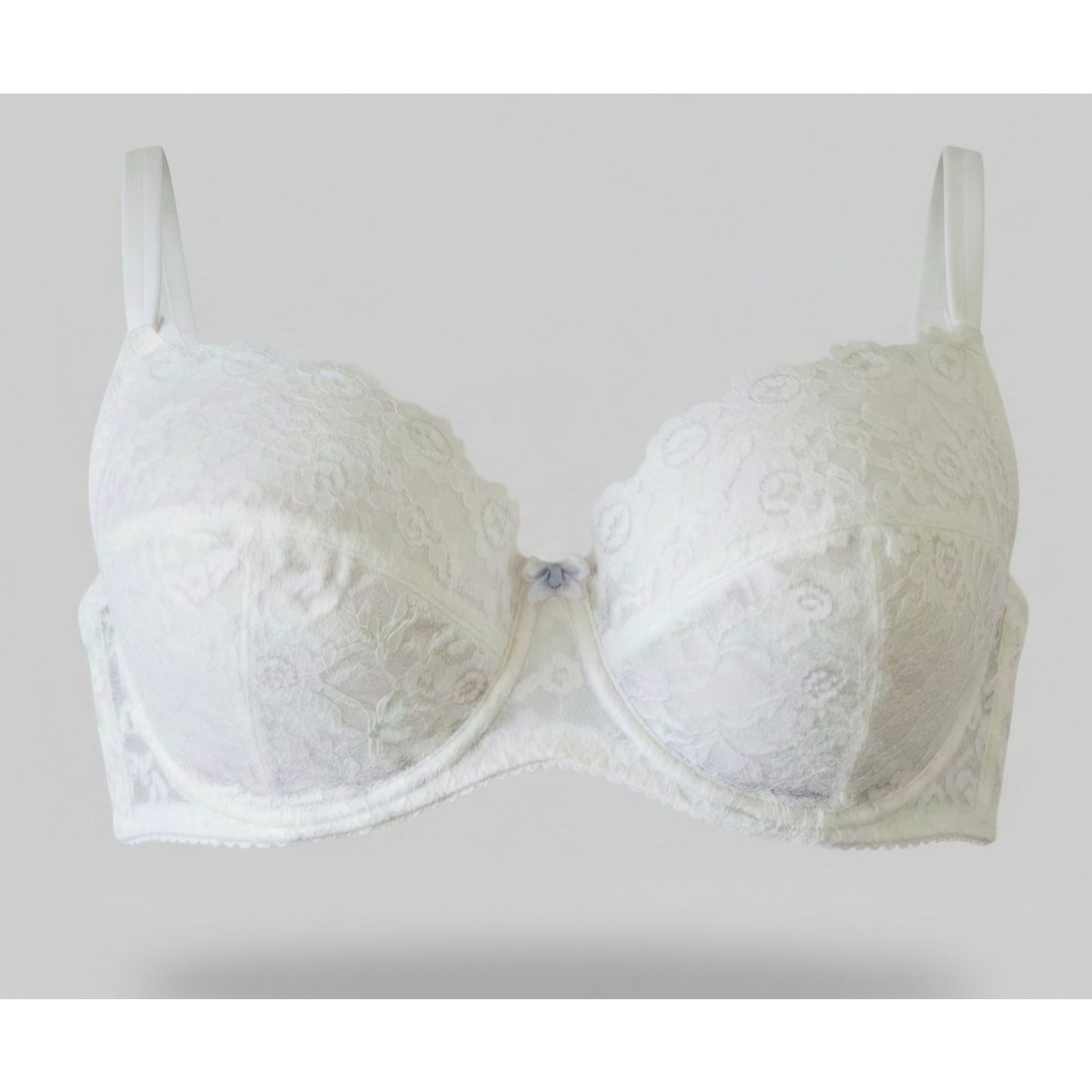 VINTAGE *PRISTINE* 1960's Women's White Lace Push-Up Bra w/Blue Flower Size 38B