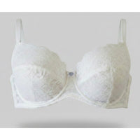 VINTAGE *PRISTINE* 1960's Women's White Lace Push-Up Bra w/Blue Flower Size 38B