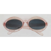 VINTAGE *NEW* 1970's Glam Unisex Pink Oval Frame with Smoke Gray Lens Sunglasses