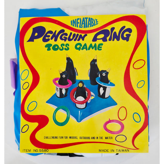 VINTAGE *NEW* 1970's Inflatable Penguin Ring Toss Indoor, Outdoor, Swim Game