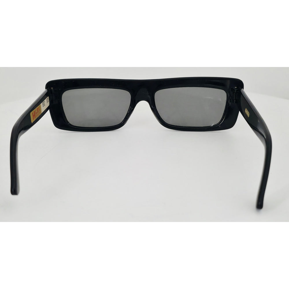 VINTAGE *NEW* 1970's Glam Unisex Black Frame Gray Lens Sunglasses Italy