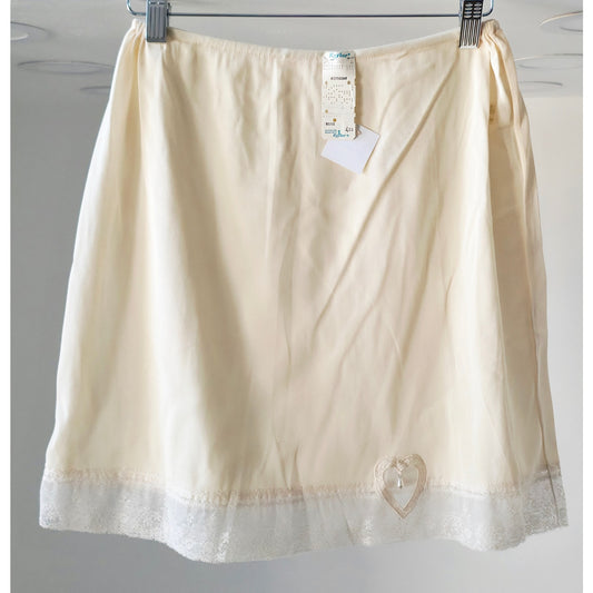 VINTAGE *NEW* 1960's Kayser Women's Beige Skirt Slip with Lace Design Size M