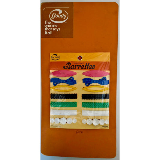 VINTAGE *NEW* 1975 Goody 6514 Snap-Tight Barrettes Multi-Colored On Card