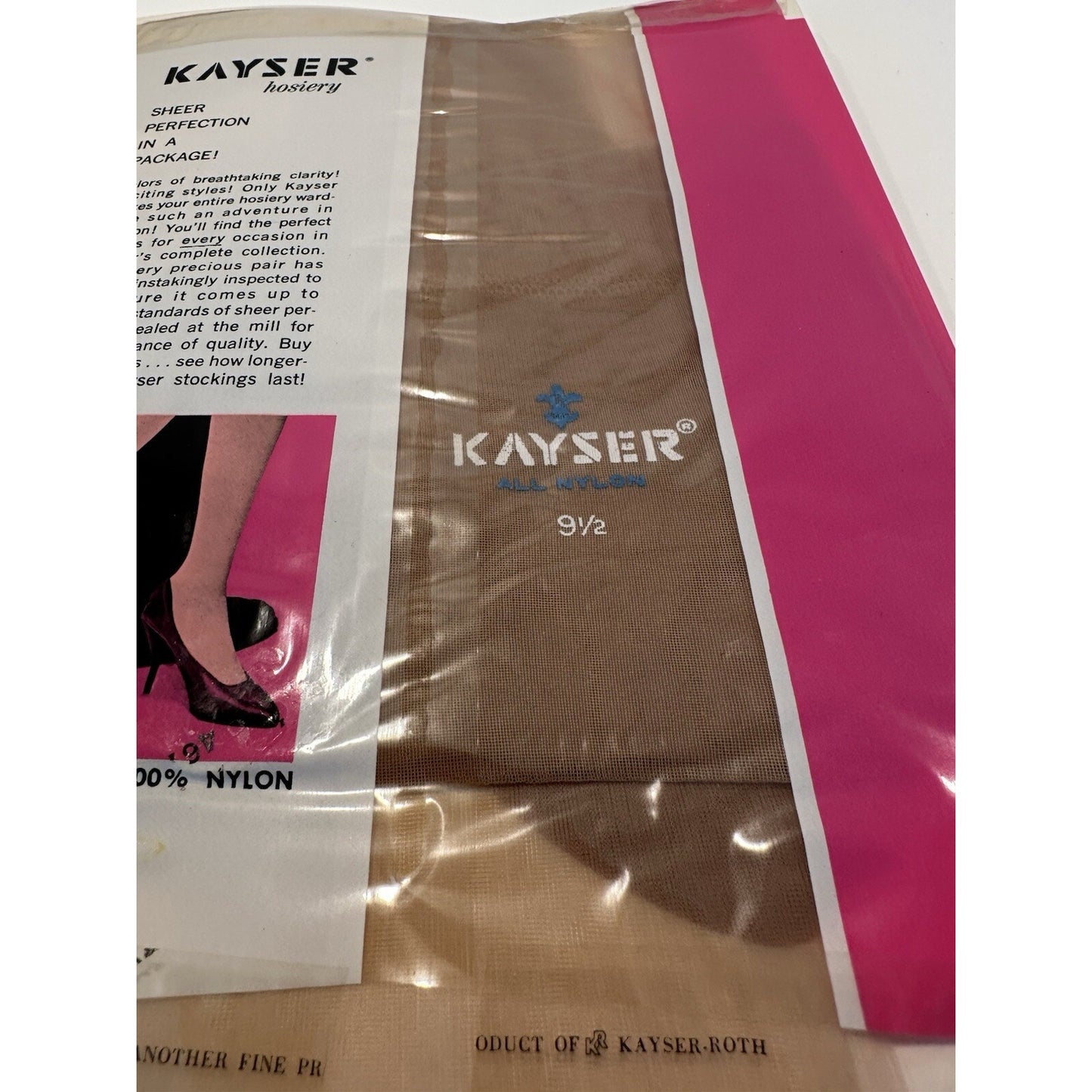 VINTAGE *NEW* 1950's Kayser Hosiery Seamless-Self Service Shell Beige Sz 9.5 X3