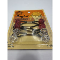 VINTAGE *NEW* 1975 Goody #4589/6 Med Twin Bead Ponytail Crystal Cut Holders