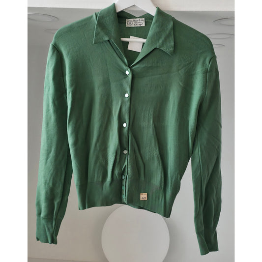 VINTAGE *NEW* 1960's Green Collared Women's Sweater by Ban-Lon 100% Nylon Size 40