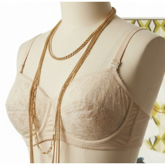 VINTAGE *NEW* 1960's Super Form Women's Novelty Cream w/Flowers Padded Bra 40B