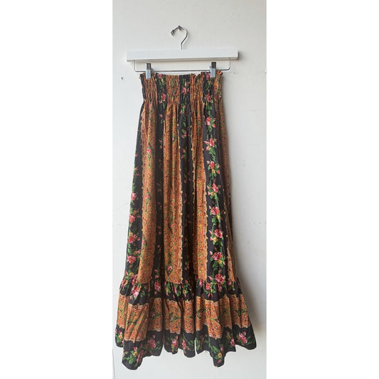 VINTAGE *NEW* 1960's Movie Star Synched-Waist Long Floral Pattern Skirt Size S
