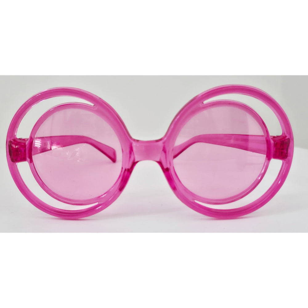 VINTAGE *NEW* 1970's Glam Unisex Pink Round Frame with Pink Lens Sunglasses